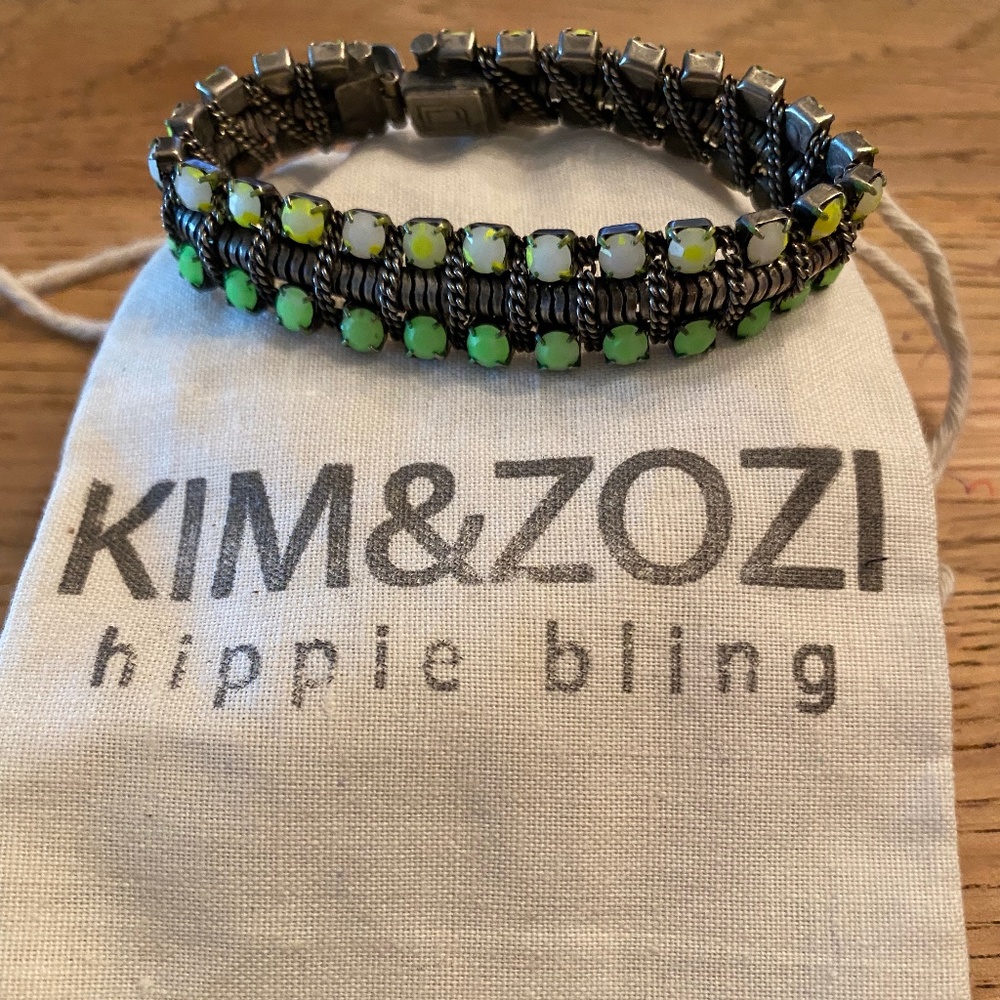 KIM & ZOZI HIPPIE BLING SML COLORED STONE CHAIN LINK BRACELET